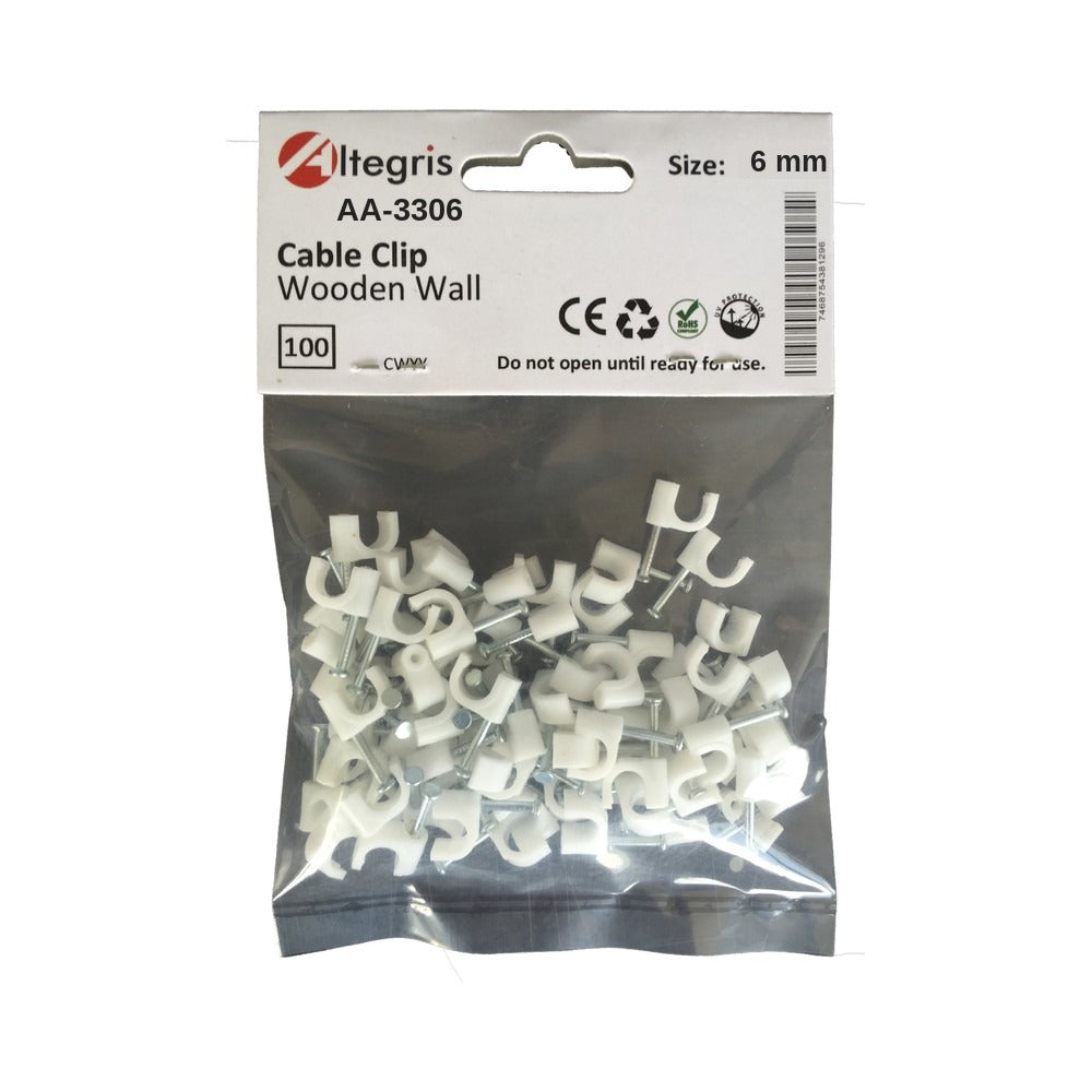 Grapa, Blanca, Madera, 6mm, 100 piezas