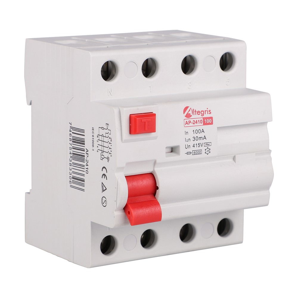 RCCB 6kA 4P 25A - 100A Type AC